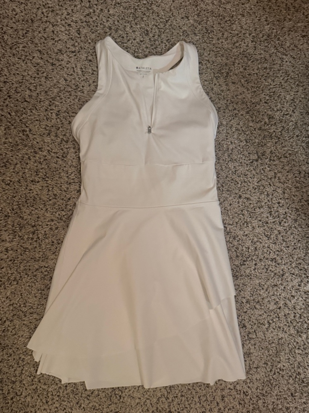 Athleta White Sleeveless Zip-Front Fit-and-Flare Athletic Dress (no shorts)